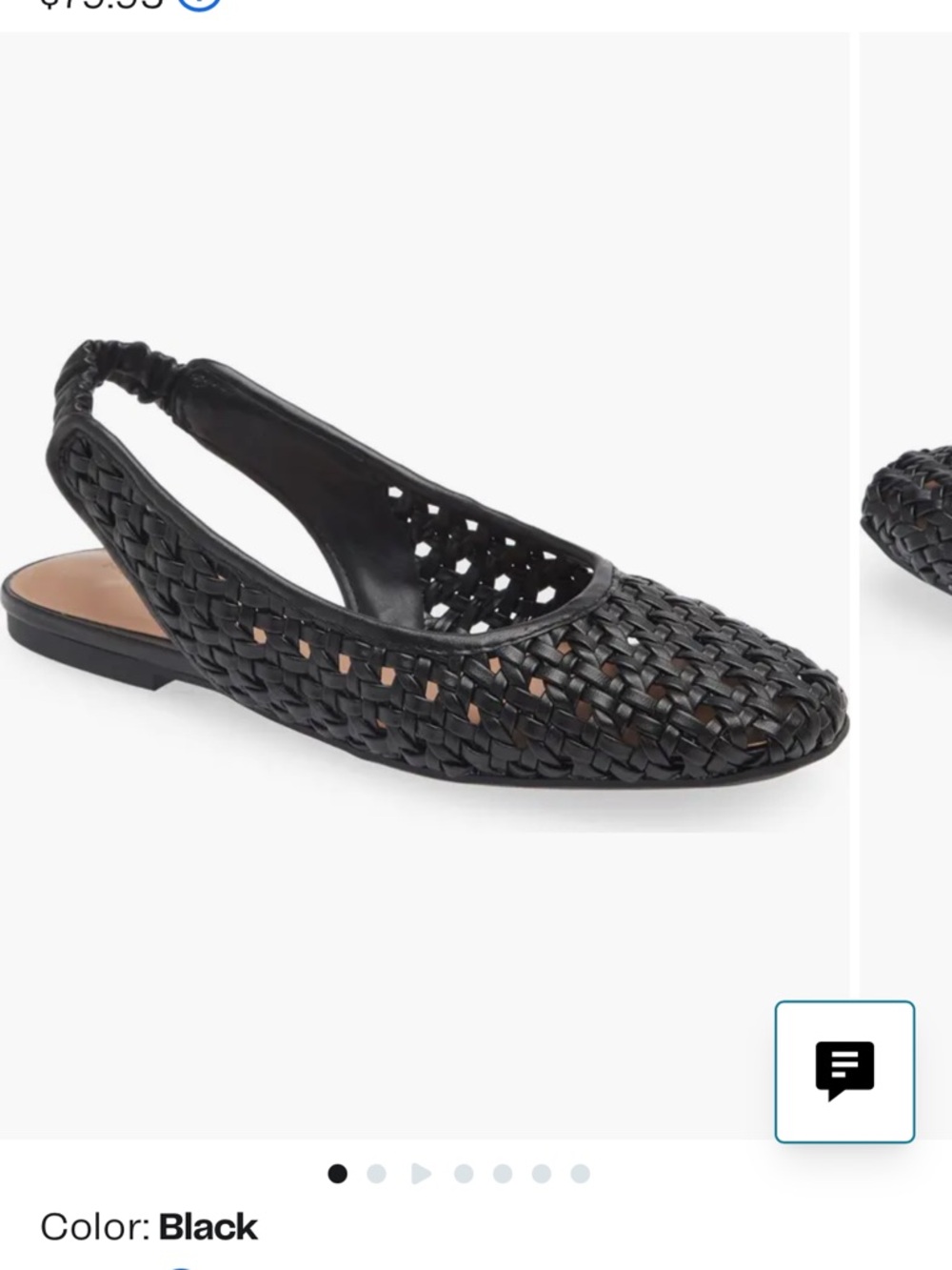 Arabella Woven Slingback Flat Black 7.5